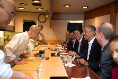 Obama and Abe at Jiro Sushi