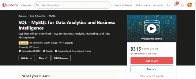 SQL - MySQL for Data Analytics and Business Intelligence หนึ่งในคอร์สเรียน SQL ที่ดีที่สุด 