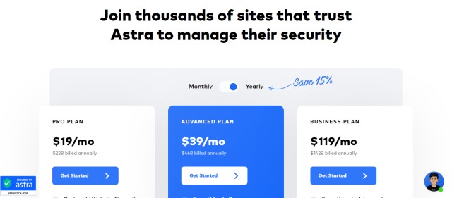 Astra Security Pricing