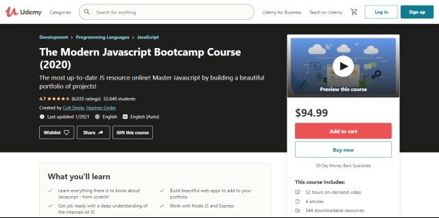 Colt and Stephen's JavaScript Course  on Udemy