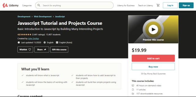 John's JavaScript tutorial and Projects Course 