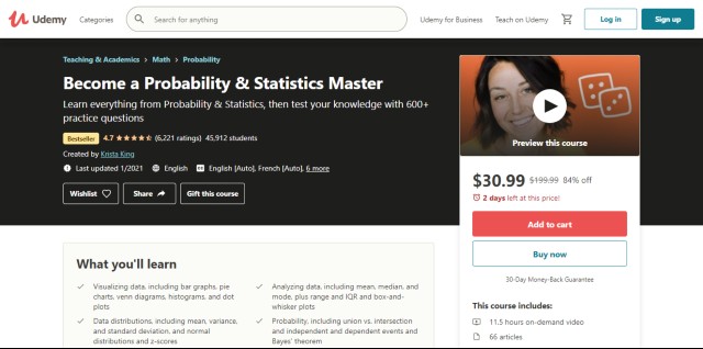 Become a Probability & Statistics Master - good introductory statistics course