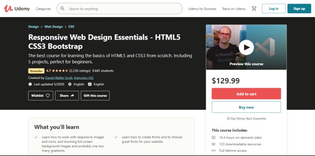Responsive Web Design Essentials - HTML5 CSS3 Bootstrap - excellent course on web design