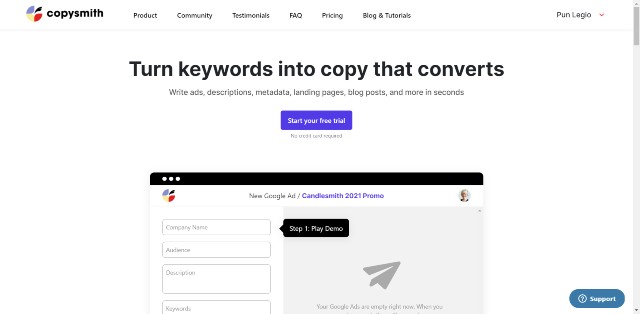 Copysmith - one of the best AI copywriting software