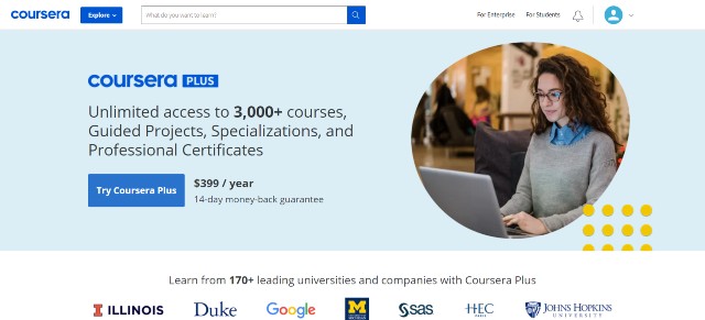 Coursera Plus - one of the best ways to reduce course fees from machine learning courses