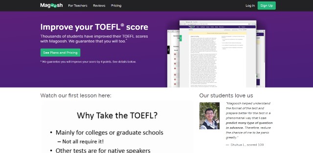 Magoosh is one of the best TOEFL preparation courses for those how like video lessons