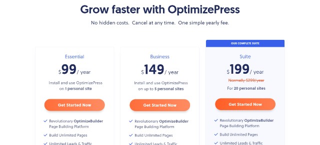 OptimizePress Pricing