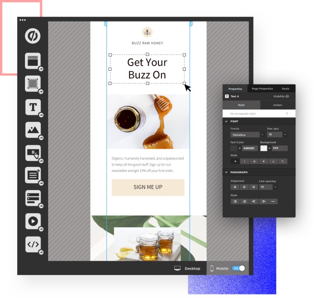 Editing landing pages on mobile view is easy with Unbounce