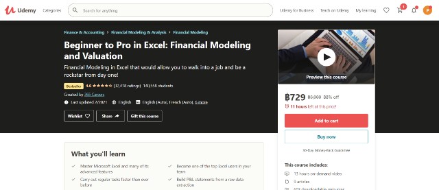 คอร์สสอน Financial Modeling and Valuation ใน Excel