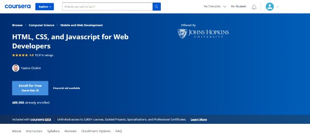 HTML, CSS and JavaScript for Web Developers