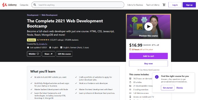 Angela's course - one of the best web development courses 