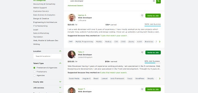 Search for Freelancers on Upwork