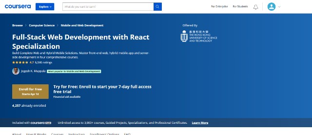Full Stack React Course on Coursera