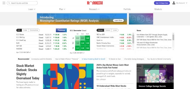Morningstar Premium, another top stock research software