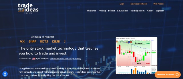 Trade Ideas - one of the best AI trading software
