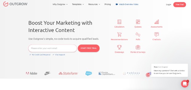 Outgrow, one of the best interactive content tools