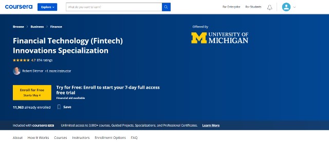 Excellent Fintech Course from the University of Michigran
