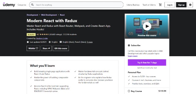 Another top React.js course on Udemy that you might want to buy 