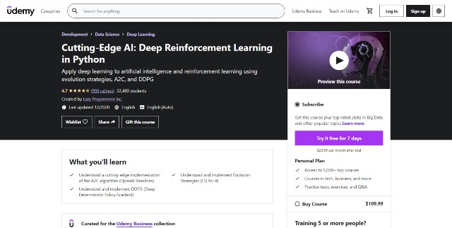 Deep Reinforcement Learning in Python 