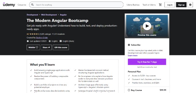 Stephen Grider's Angular course is one of the best Angular courses on Udemy 