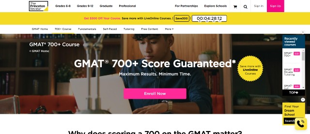 GMAT 700+ is the best GMAT online prep that the Princeton Review offers
