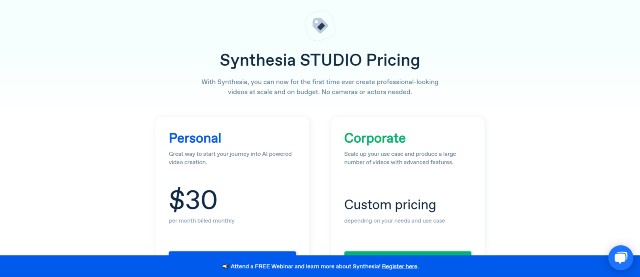 Synthesia Studio Pricing