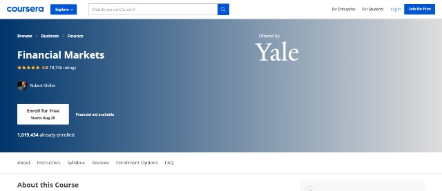 คอร์สเรียนตลาดการเงินของ Yale