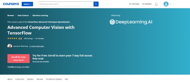 Top notch computer vision course from deeplearning.ai