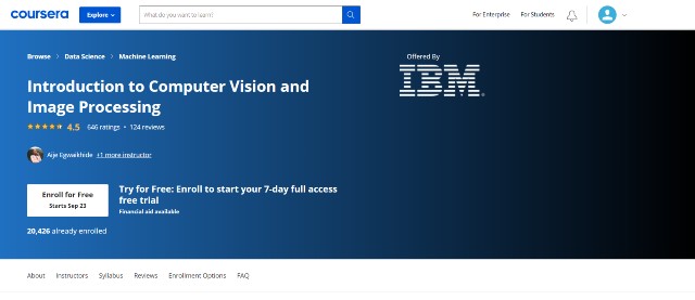 IBM intro to computer vision is the best computer vision course. 