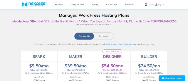 Nexcess managed WordPress hosting plans