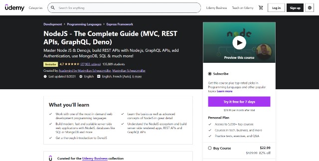 Node.js complete guide by Max
