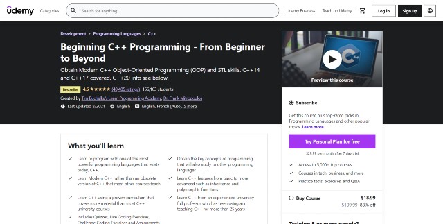 Best C++ courses on Udemy 