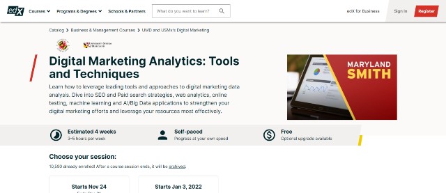 Digital Marketing Analytics: Tools and techniques, another best digital marketing course 