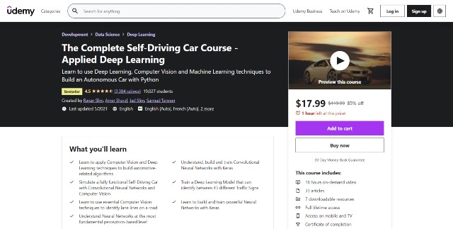 One of the best self-driving car courses on Udemy