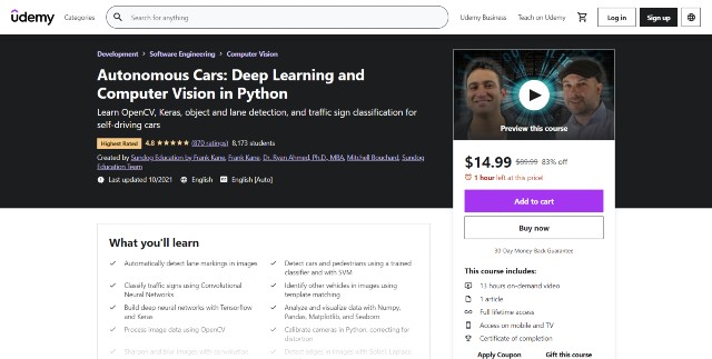 Self-driving car course by Frank Kane
