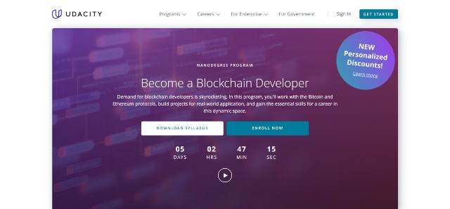 Udacity offers one of the best blockchain courses