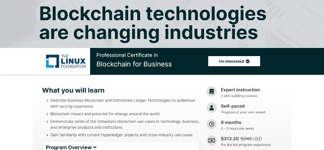 Blockchain course by the Linux Foundation 