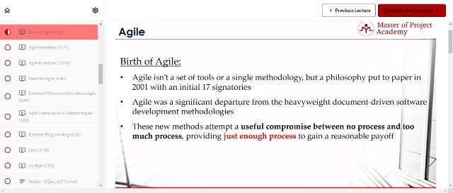 Agile course by Master of Project Academy