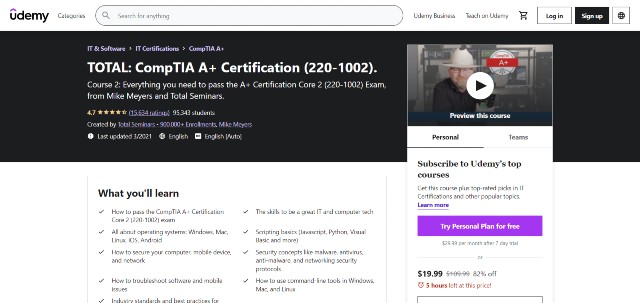 best CompTIA A+ training course 