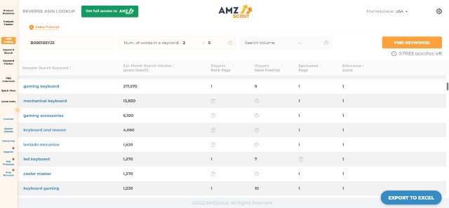 AMZScout Reverse ASIN Search 