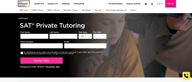 best private SAT tutoring is from the Princeton Review