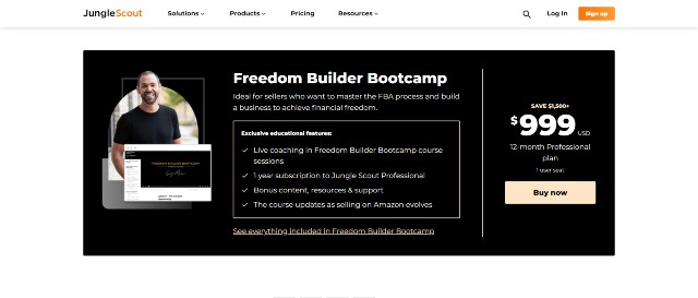 Jungle Scout's Freedom Builder Bootcamp pricing 