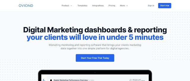 Oviond, one of the best digital marketing dashboarding tools