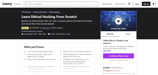 One of the best ethical hacking courses on Udemy 