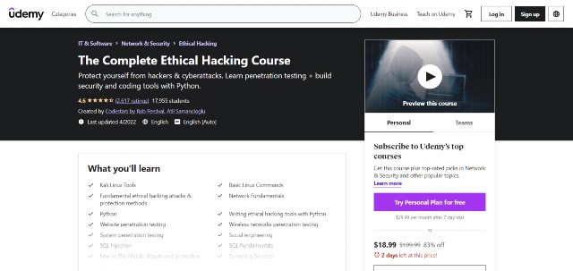 complete ethical hacking course