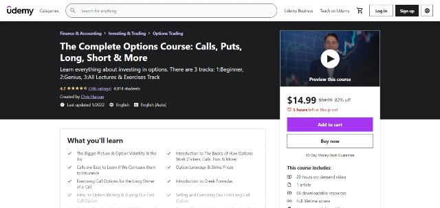 best options trading courses on Udemy 