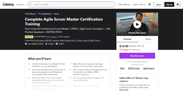 Best Agile Scrum Master courses on Udemy