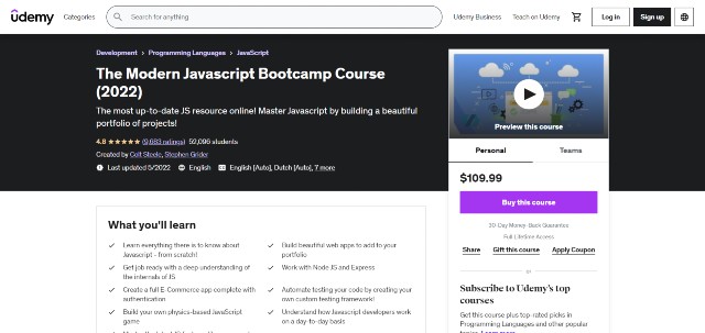 Best JavaScript courses from Colt Steele